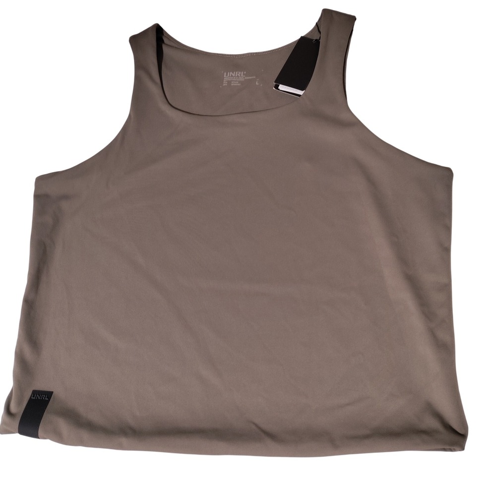 UNRL Performa Fitted Tank Dark Taupe Large Scoop Neck Activewear Top NWT